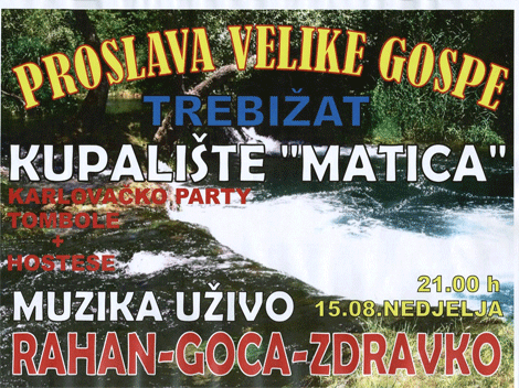 Poziv na proslavu blagdana Velike Gospe u Trebižatu