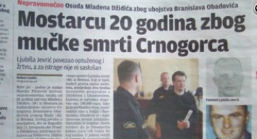 Mostarac je zbog mučkog ubojstva Crnogorca dobio 17 godina zatvora