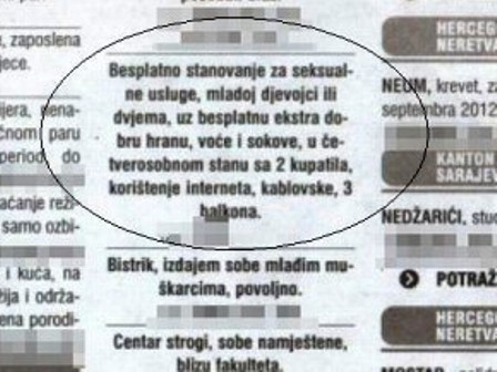 I to je BiH: Sarajalija nudi besplatan smještaj u zamjenu za seksualne usluge!
