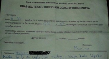 popis, obavijest popisivača