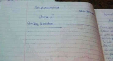 Ovako mali Bosanac radi pismeni rad na temu 'Zima je'
