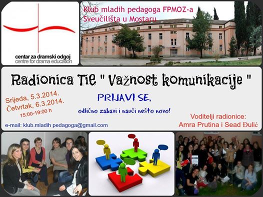 Klub mladih pedagoga FPMOZ-a organizira TiE radionicu "Važnost komunikacije