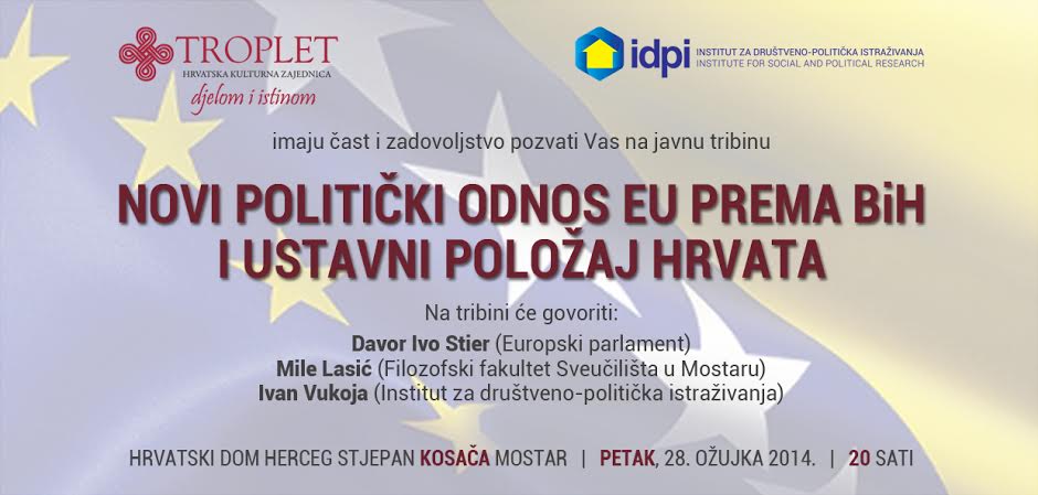 Live video stream javne tribine: Novi politički odnos EU prema BiH i ustavnom položaju Hrvata