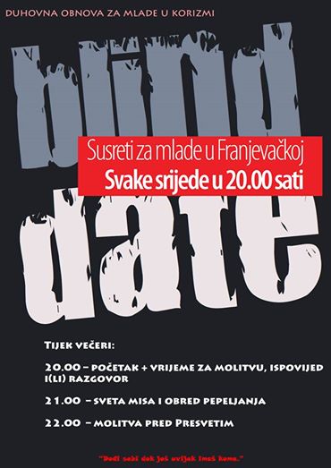 Susreti za mlade srijedom: "Blind date u Franjevačkoj"