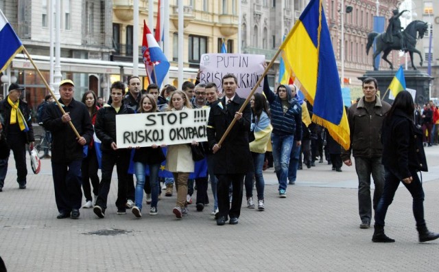 Zagreb: Prosvjed protiv ruske intervencije na Krimu