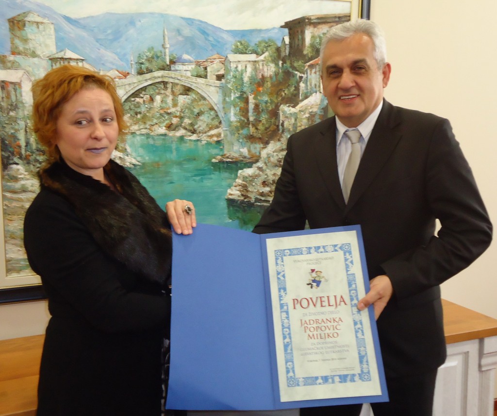 Bešlić čestitao Jadranki Popović Miljko povodom dodjele povelje za životno djelo