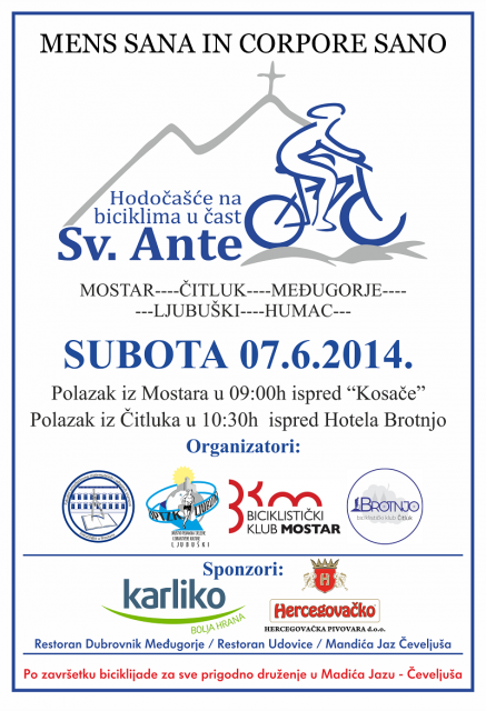 biciklistički klub Mostar,sveti Ante,hodočašće