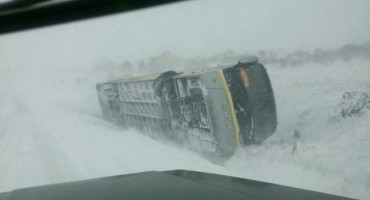 autobus, prevrtanje busa, snijeg, Posušje, Tomislavgrad