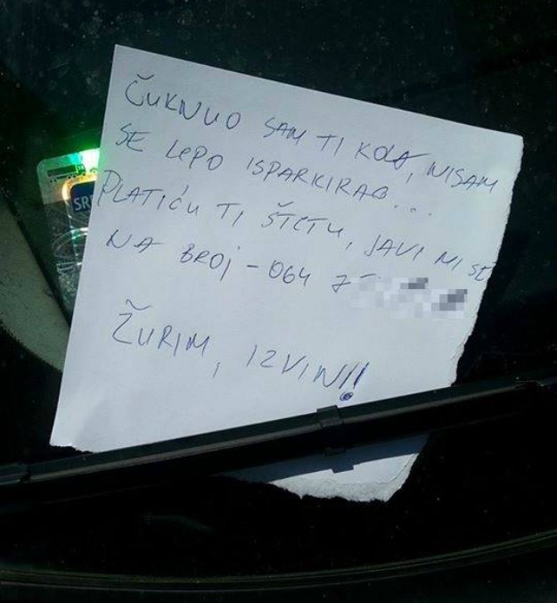 Poruka koju je jedan vozač u Beogradu ostavio drugom oduševila regiju: Gesta koja vraća vjeru u ljude