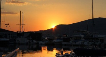 zalazak, zalazak sunca, Trogir, more, jadran