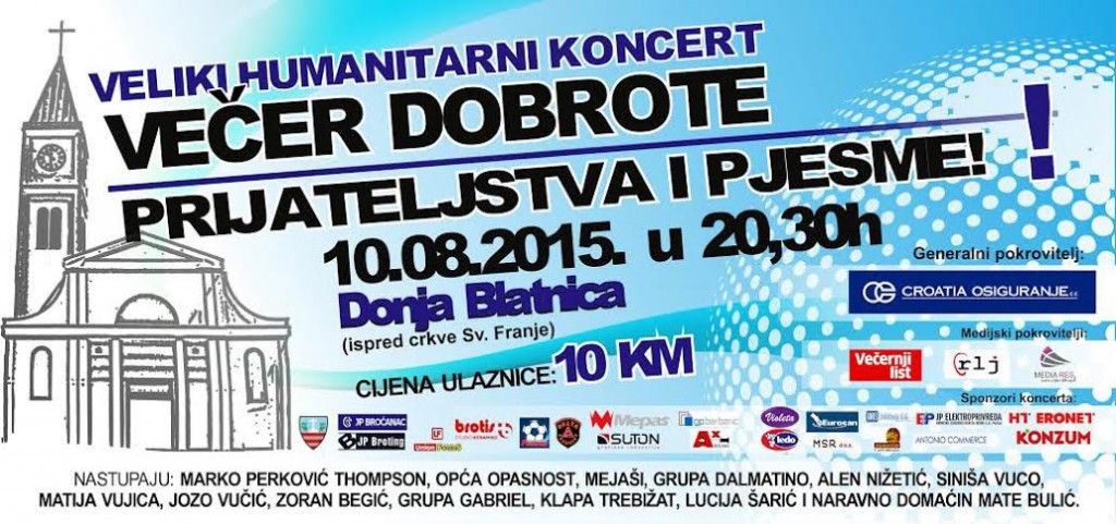 Još 10 dana do velikog humanitarnog koncerta u Donjoj Blatnici