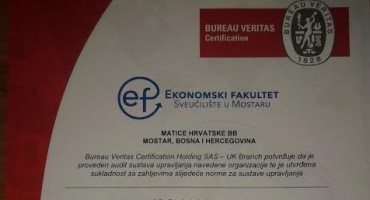 Ekonomski fakultet Sveučilišta u Mostaru ispunio kriterije ISO 9001:2008