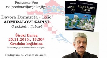 Široki Brijeg: Predstavljanje knjige Admiralovi zapisi ili O pobjedi i ljubavi