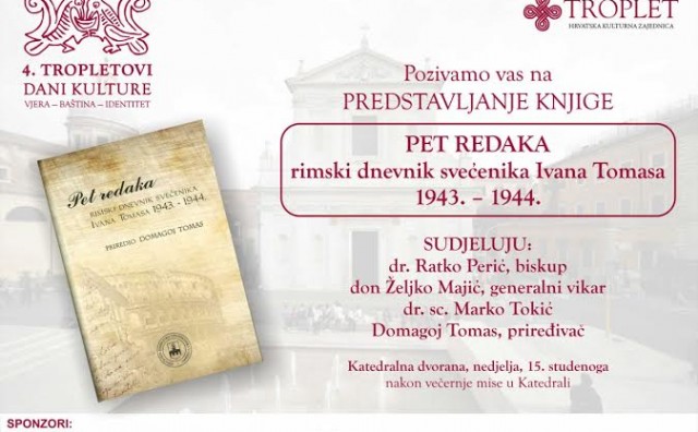 TDK 2015: Predstavljanje knjige Pet redaka – Rimski dnevnik svećenika Ivana Tomasa 1943. – 1944