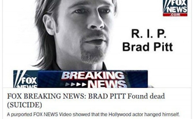 Hakerski virus: vijest o smrti Brad Pitta 