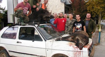  Prvog dana lova mladi broćanski lovci Ante Vrančić i Ante Ševo ubili dva vepra 