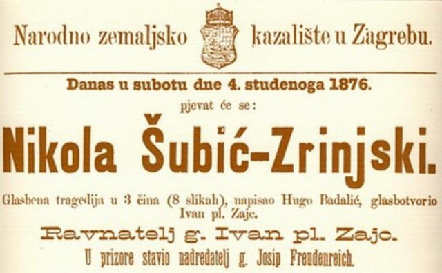 U BOJ, U BOJ! Prije točno 140 godina prvi je put izvedena legendarna opera 'Nikola Šubić-Zrinjski'