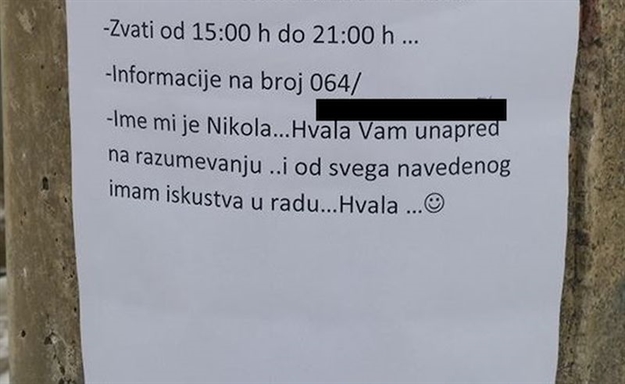 Ne može tužnije: Dječak po gradu oblijepio oglas koji je rasplakao cijelu Srbiju