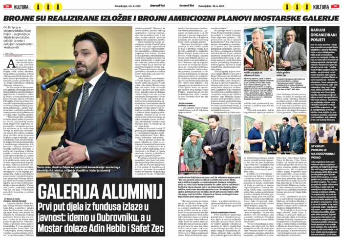 Veliki osvrt mostarskoga Dnevnog lista na djelovanje i značaj Galerije Aluminij