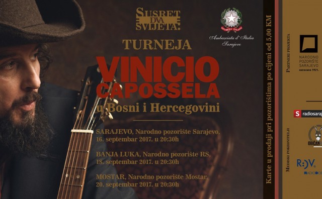 Spektakl u NPM-u: najpoznatiji talijanski kantautor Vinicio Capossela u srijedu u Mostaru