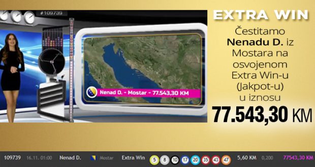 Mostarac osvojio Jackpot od 77.543,30 KM!