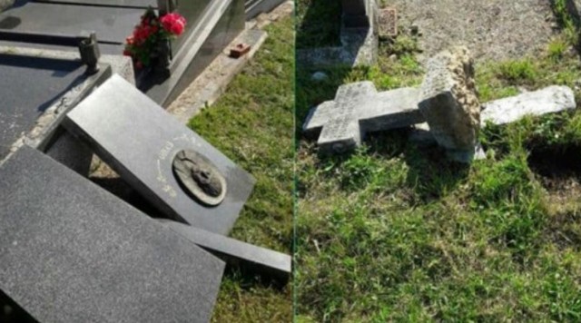 Polomljeni spomenici i oboreni križevi na pravoslavnom groblju u Briješću