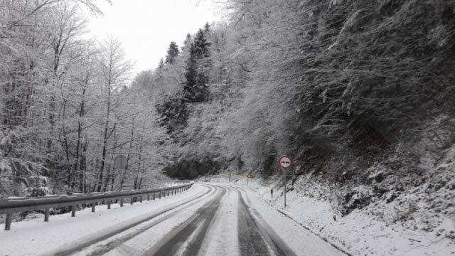 Snijeg izaziva probleme na putevima, prevrnuo se teretni kombi