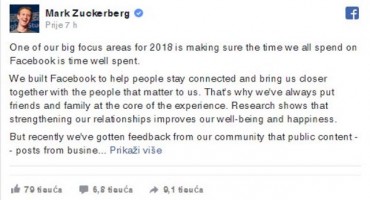 Zuckerberg najavio drastične promjene zbog čega ćete manje vremena provoditi na Facebooku