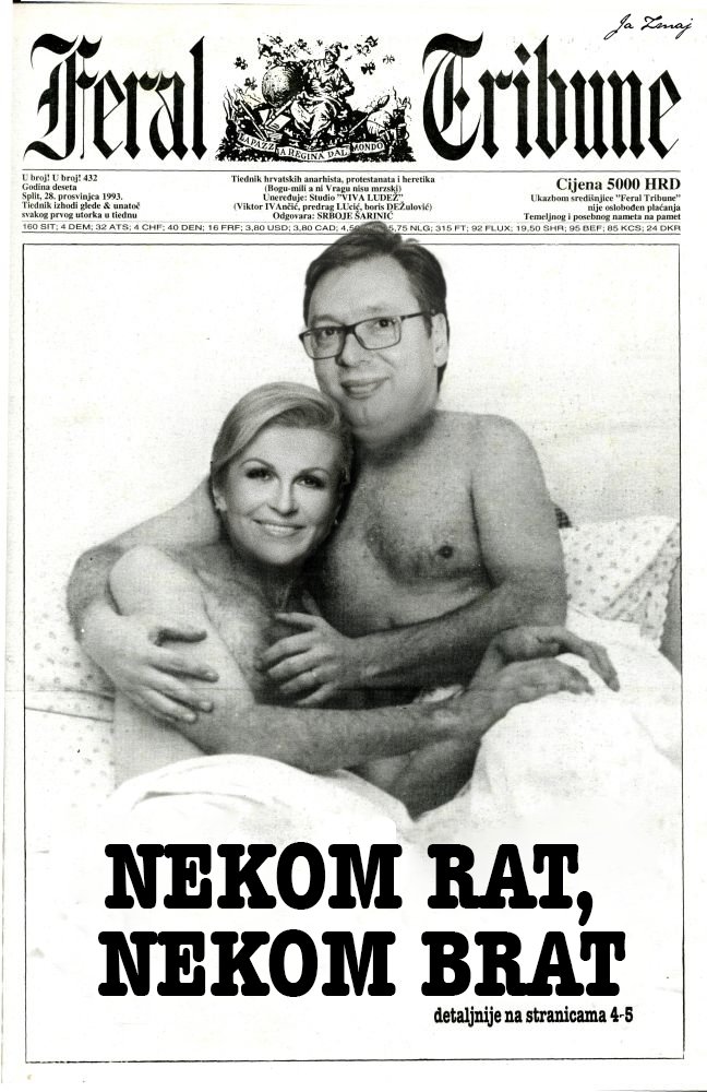 Satira na društvenim mrežama došla na svoje: Grabar-Kitarović i Vučić osvanuli na naslovnici Ferala
