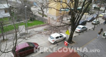 Mostar: Uslijed jake bure stablo palo na prometnicu u centru grada