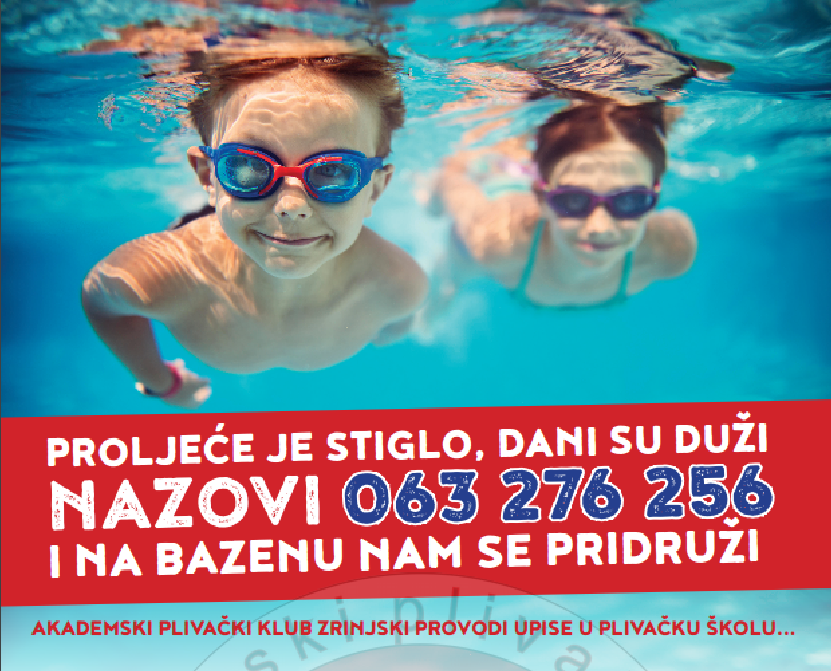  Akademski plivački klub Zrinjski organizira upise u svoje programe obuke neplivača