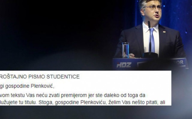 Oproštajno pismo studentice dobilo ovacije Hrvata: 'Dragi gospodine Plenković...'