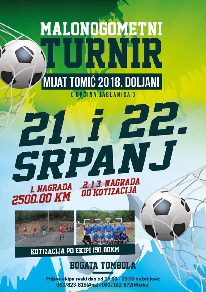 Veliki malonogometni turnir Mijat Tomić Doljani 2018.