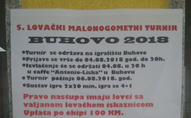 Peti tradicionalni Lovački malonogometni turnir 'Buhovo 2018.'