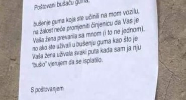 Netko je ostavio urnebesnu poruku liku koji mu je probušio gume