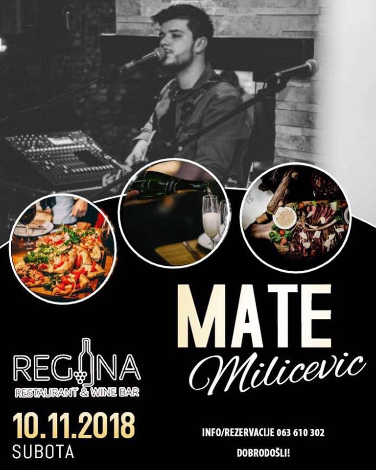 Restoran Wine Bar Regina Međugorje: Subota je dan za zabavu uz sjajnog Matu Milićevića