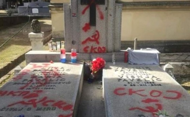  Išaran grob Ante Pavelića u Madridu: Crvenim sprejem nacrtali srp i čekić 