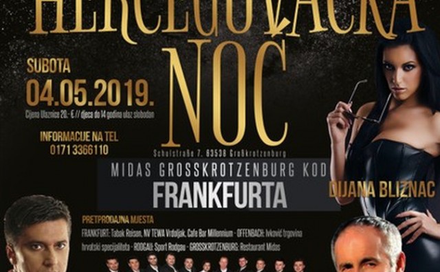 Velika fešta Hercegovaca u Njemačkoj uz Bruna Bakovića, Zorana Begića, Klapu Frankfurt, Bagrem band, Dijanu Bliznac…