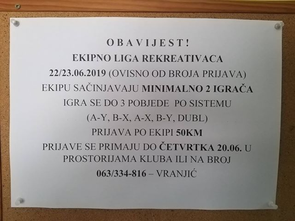 Stolnoteniski klub 'HT Eronet' Mostar organizira turnir rekreativaca