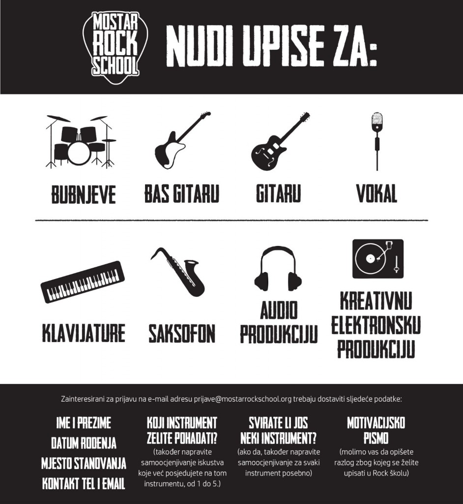 Otvoreni upisi u Mostar Rock School – PRIJAVITE SE