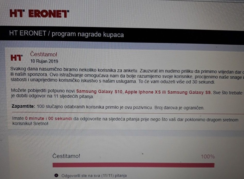 HT ERONET: Nemamo veze sa anketom koja kruži internetom, radi se pokušaju prijevare