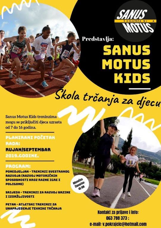 U tijeku su prijave na školu trčanja za djecu Sanus Motus Kids