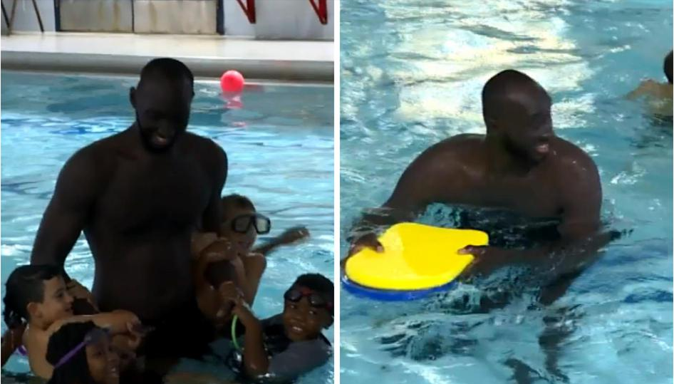 Visok je čak 231 cm, a sada je prvi put zaplivao u bazenu! Pogledajte kako je to izgledalo