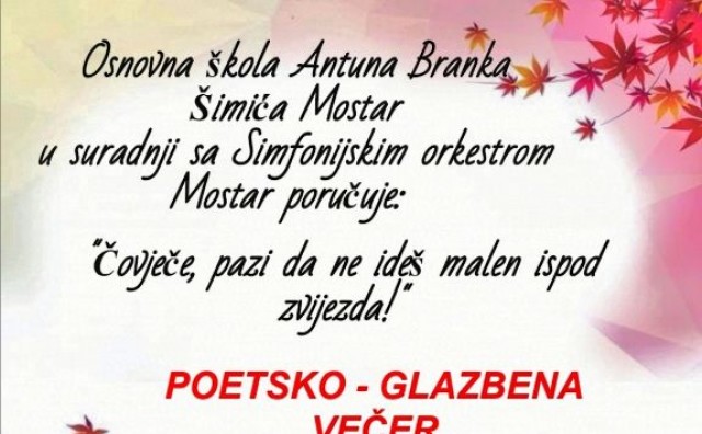 Mostar: Poetsko - glazbena večer  „Šimićeva večer poezije“