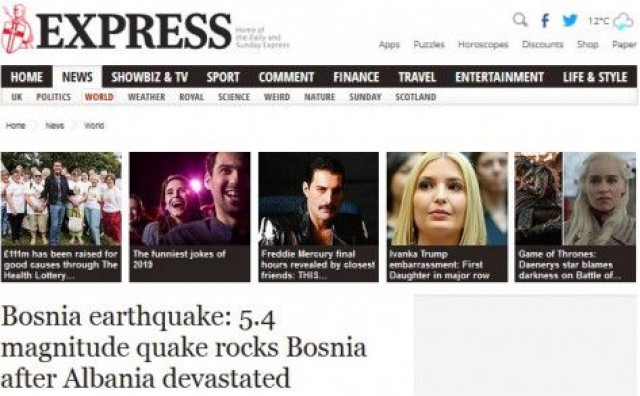 Svjetski mediji o potresima u Albaniji i BiH: Stanovnici su u panici, ima i mrtvih