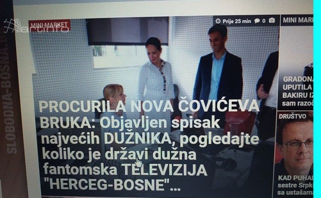 Televiziju 'Herceg-Bosne' lažno optužili za dugove pa vijest sklonili