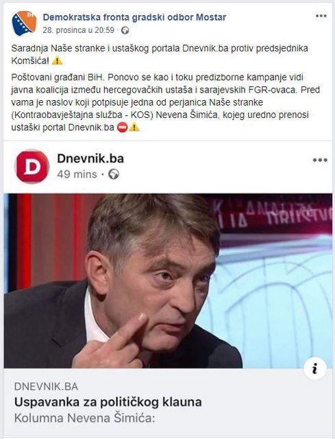 Željko Komšić,df ,Mostar,dnevnik.ba,ustaški portal