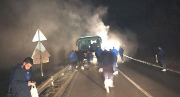 požar, autobus, nogometaši