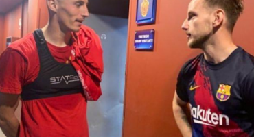 Hrvati iz BiH na velikoj sceni: Budimir dvostruki strijelac na kultnom stadionu, Rakitić mu poklonio dres