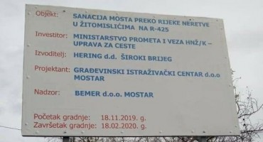 Regionalna cesta, Žitomislići-Čitluk, radovi na mostu, HNŽ